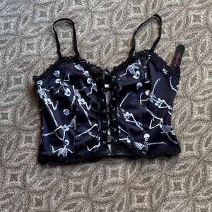 ROMWE Black and White Skeleton Corset